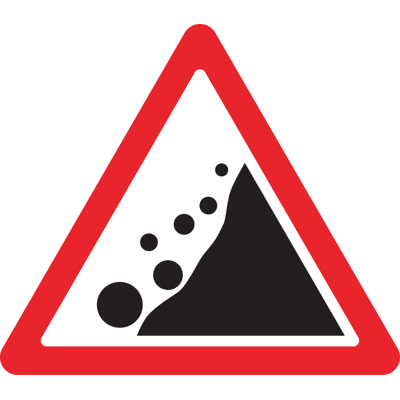 Дорожный знак 1.28 Падение камней (A=900) Тип А