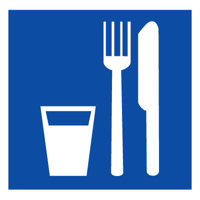 Знак D01 Пункт (место) приема пищи •ГОСТ 12.4.026-2015• (Пленка 200 х 200)