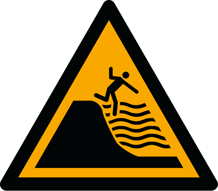 W066 Предупреждение; Глубокий пляжный откос/Warning; Deep shelving beach