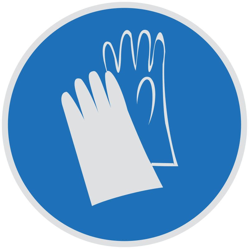 Знак M06 Работать в защитных перчатках •ГОСТ 12.4.026-2015• (Световозвращающий Пленка 200 х 200)