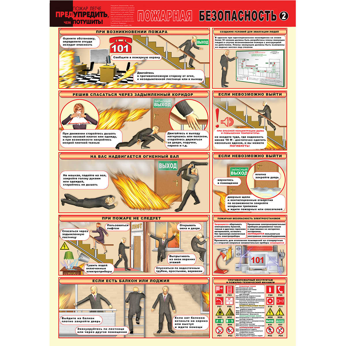 Плакат "Пожарная безопасность" (Пластик 2 мм,  к-т из 2 л.)