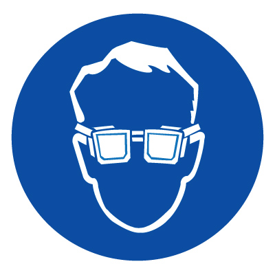 Знак M01 Работать в защитных очках •ГОСТ 12.4.026-2015• (Пленка 200 х 200)