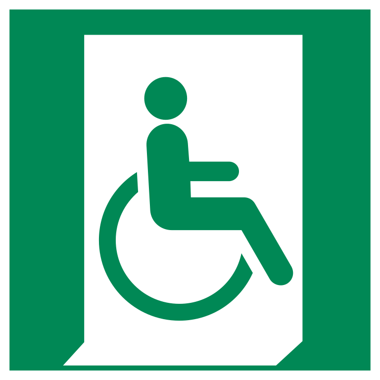 E030 Выход для МГН (вправо)/Emergency exit for people unable to walk or with walking impairment (right)