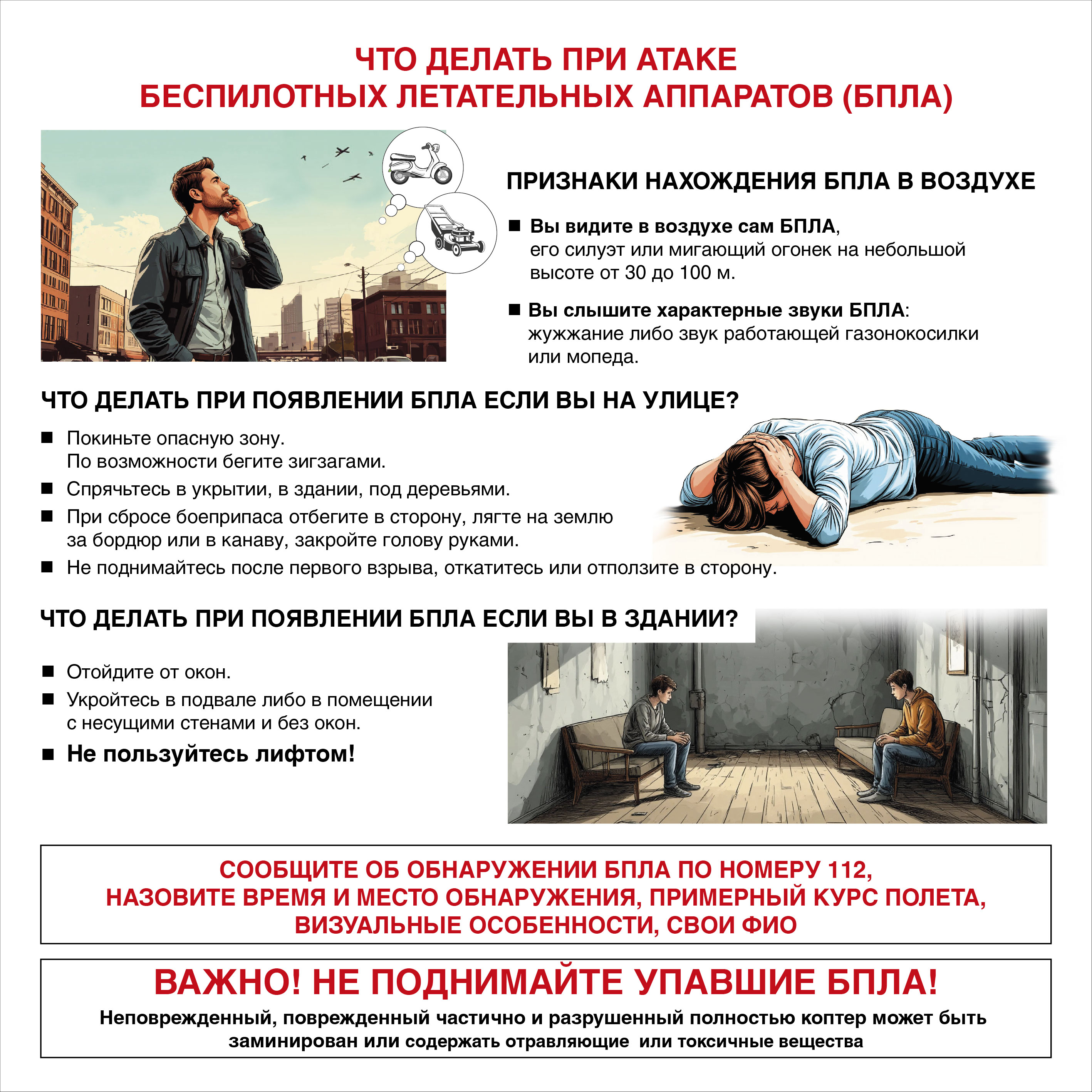 Стенд "Что делать при атаке беспилотных летательных аппаратов (БПЛА) СТБПЛА"