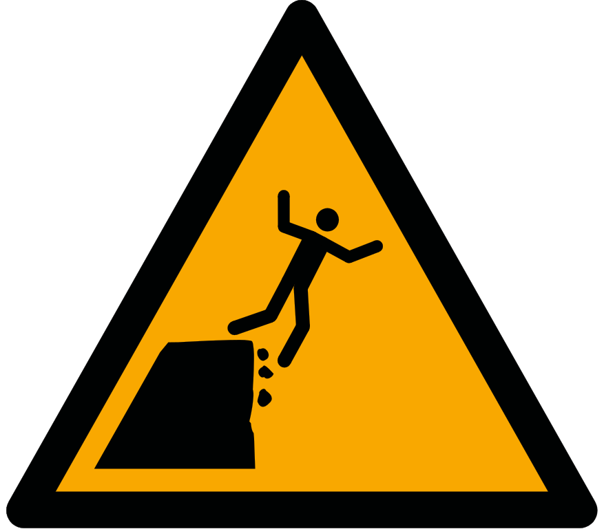 W052 Предупреждение; Неустойчивый край скалы/Warning; Unstable cliff edge