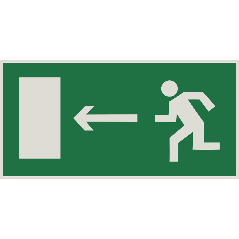 Знак E04 Направление к эвакуационному выходу налево •ГОСТ 12.4.026-2015• (Световозвращающий Пленка 150 х 300)