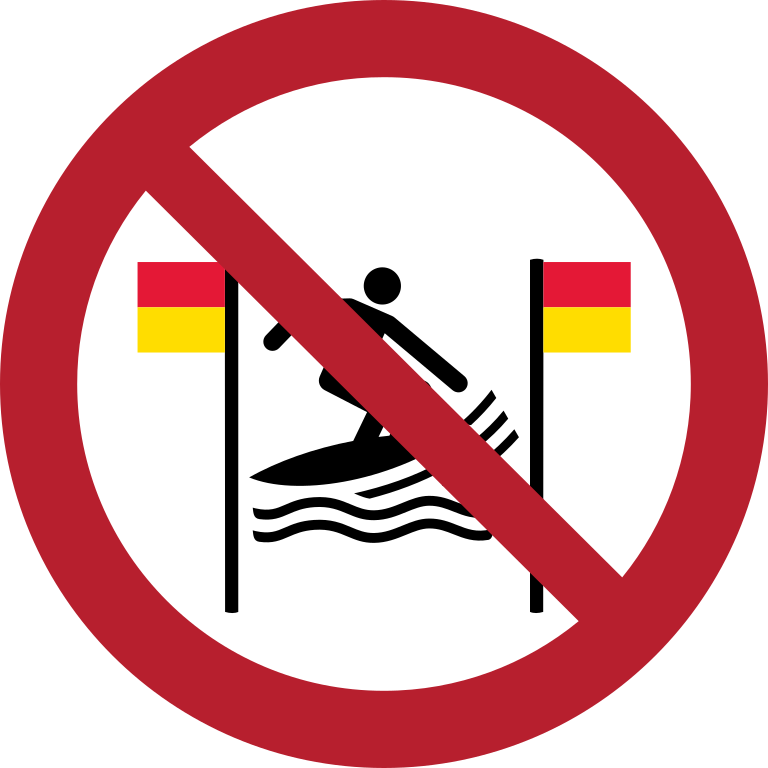 P064 Серфинг между красно-желтыми флагами запрещен/No surfing between the red-and-yellow flags