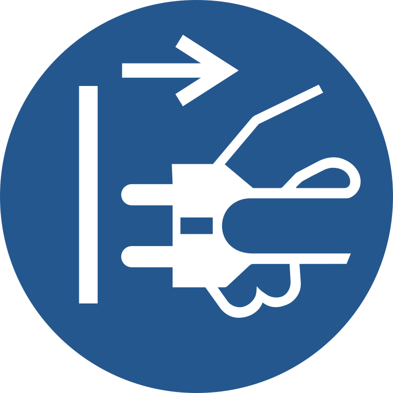 M006 Отсоединить штекер от электрической розетки/Disconnect mains plug from electrical outlet