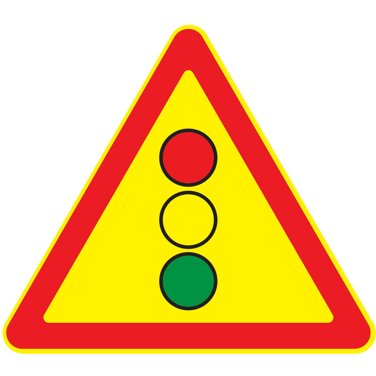 Дорожный знак 1.8 Светофорное регулирование (Временный A=900) Тип А
