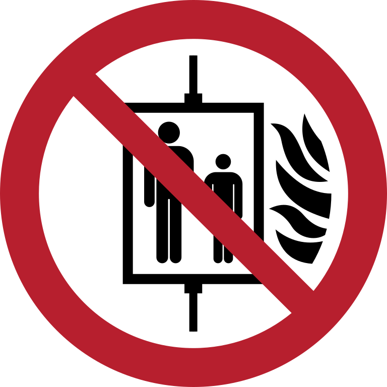 P020 Не использовать лифт в случае пожара/Do not use lift in the event of fire