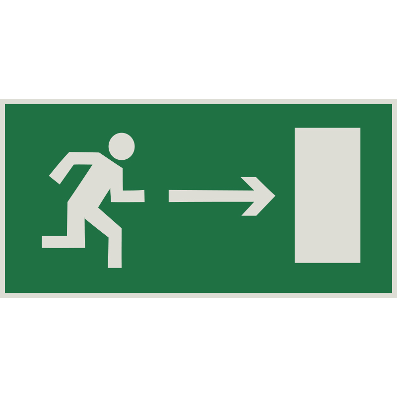 Знак E03 Направление к эвакуационному выходу направо •ГОСТ 12.4.026-2015• (Световозвращающий Пленка 150 х 300)