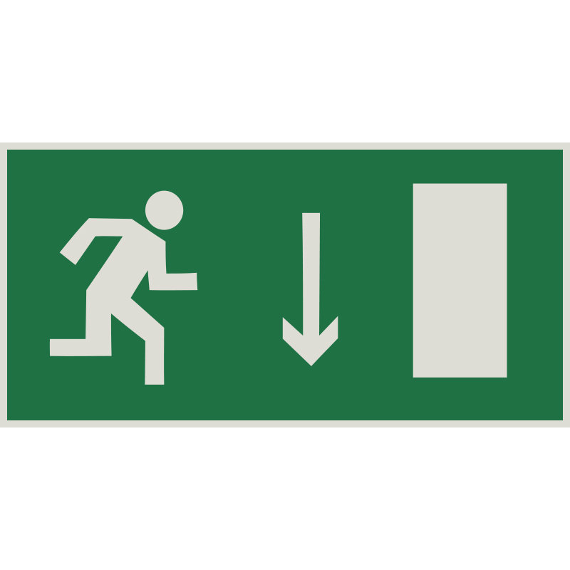 Знак E09 Указатель двери эвакуационного выхода (правосторонний) •ГОСТ 12.4.026-2015• (Световозвращающий Пленка 150 х 300)