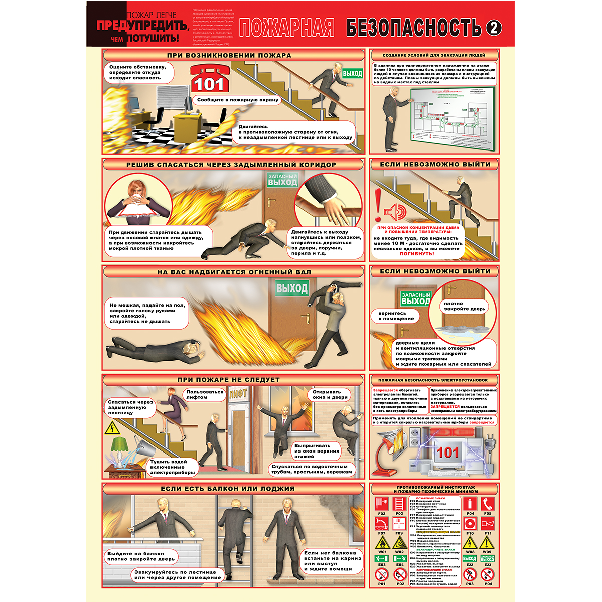 Плакат "Пожарная безопасность" (Бумага,  к-т из 2 л.)